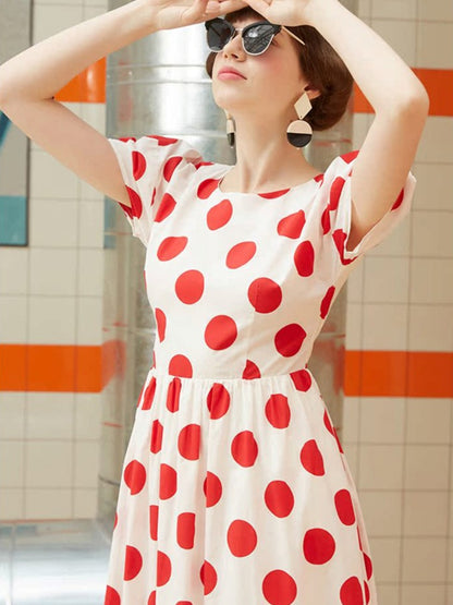 Retro Polka Dot Midi Dress X2710