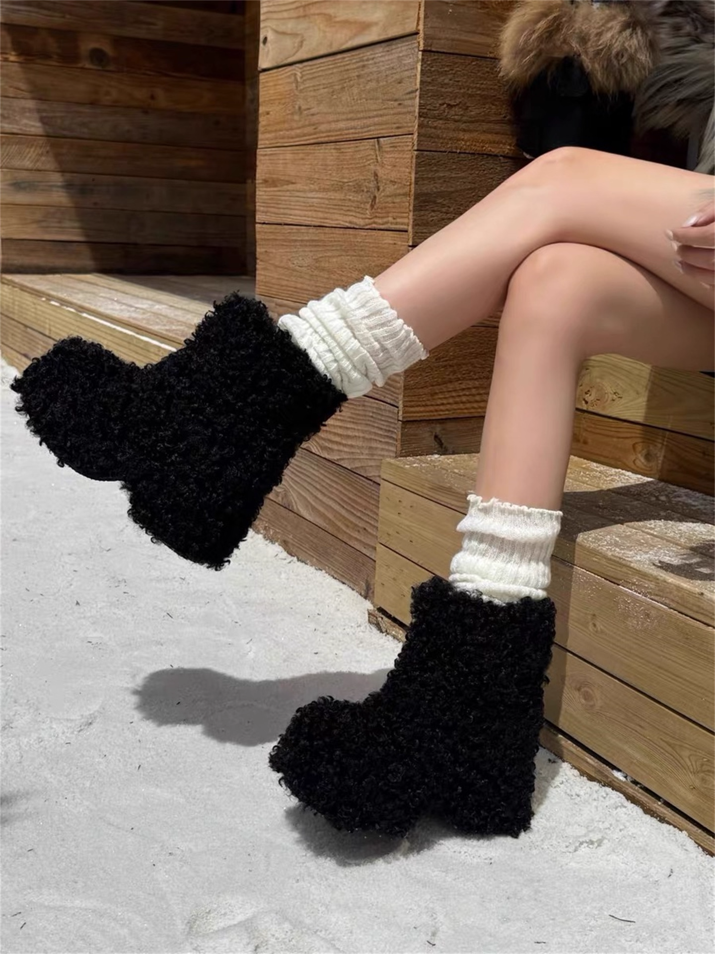 Suede Fleece Short Snow Boots　X3424