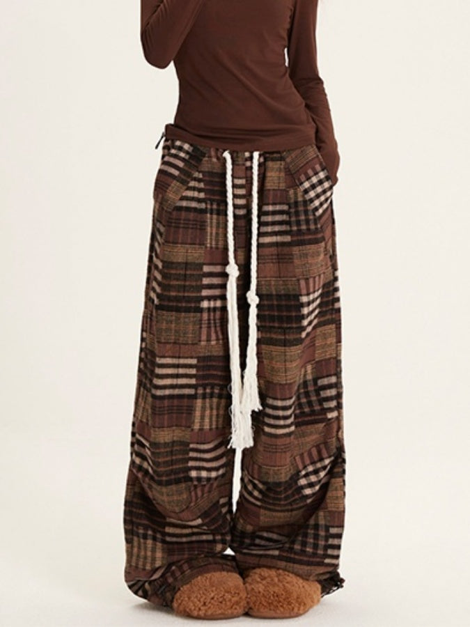 Earth color straight casual pants X2566