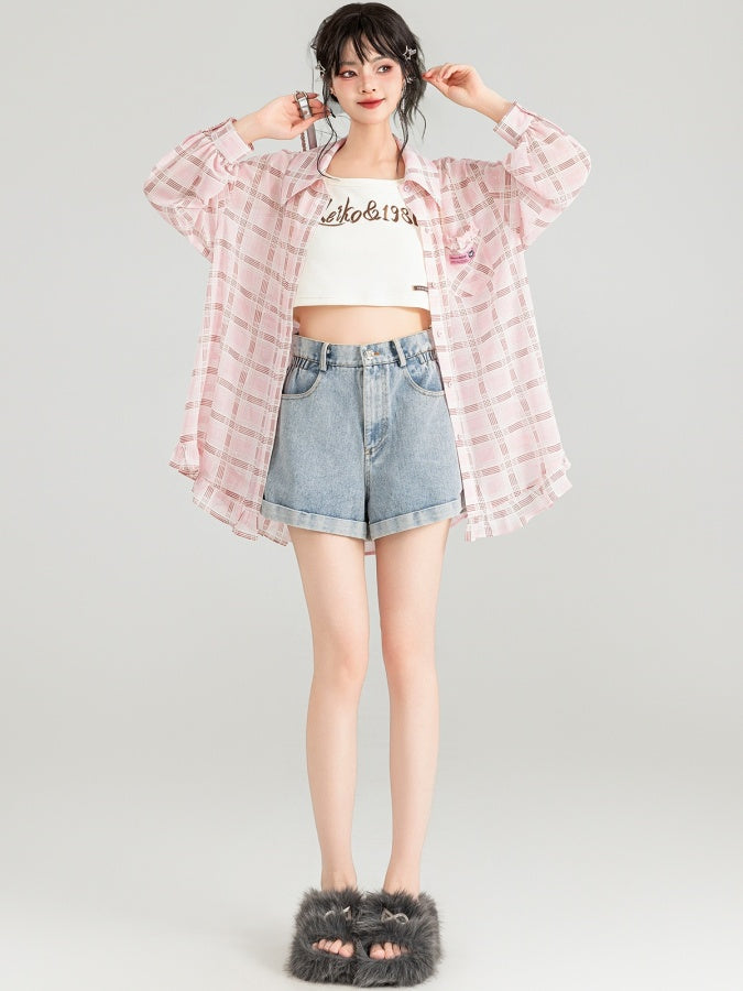 Butterfly motif oversized shirt X2733