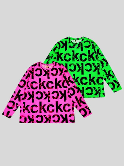 Neon color logo long sleeve T-shirt X2694