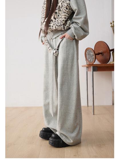 Leopard Faux-Fur Panel Hoodie & Pants　X3487