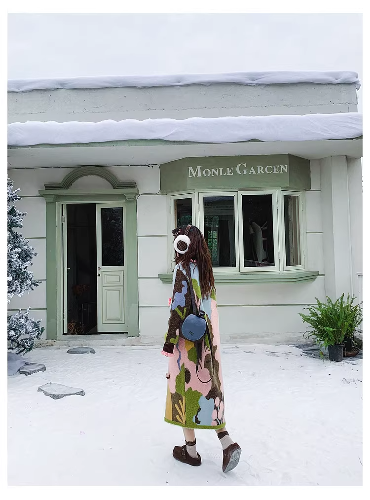Half-Zip High-Neck Jacquard Knit Dress　X3500
