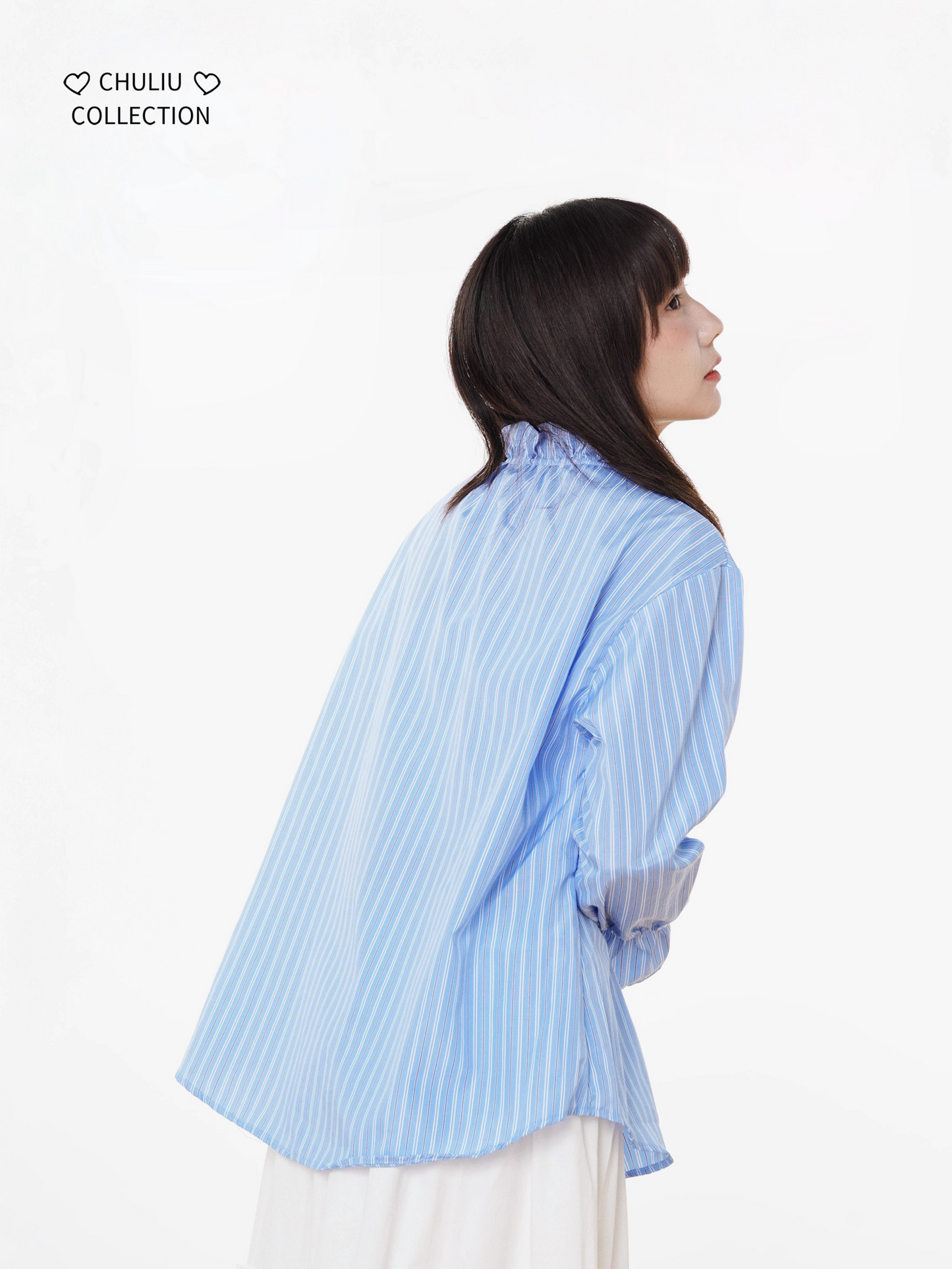 Striped BellSleeve School Style Shirt X3405