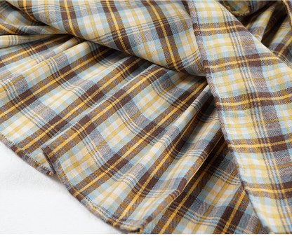 Autumn Winter Brushed Retro Check Tiered Skirt X3406