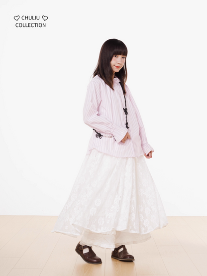 Striped BellSleeve School Style Shirt X3405