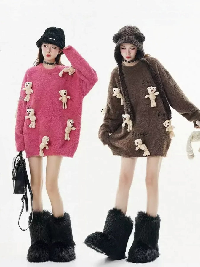 Bear Decoration Sweater　X2998