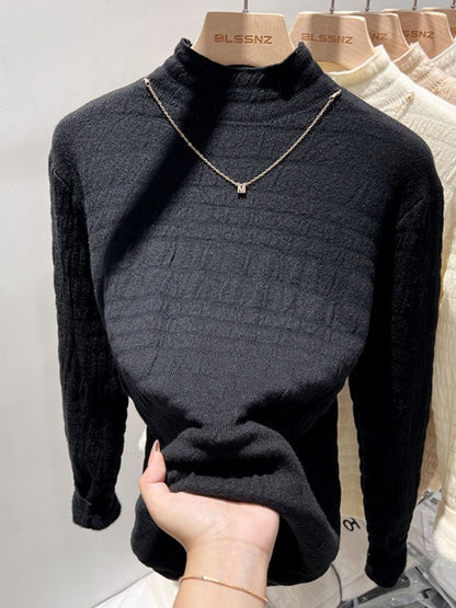 Fleece-lined half turtleneck sweater X2958