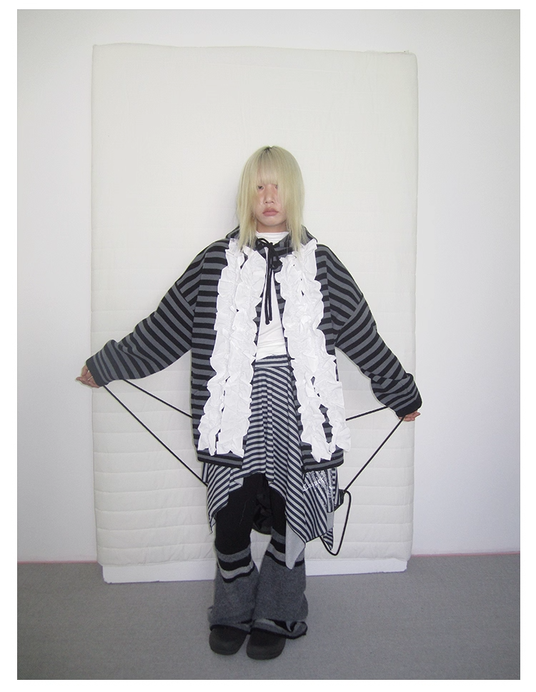 Striped Colorblock Sweat Jacket　X3421