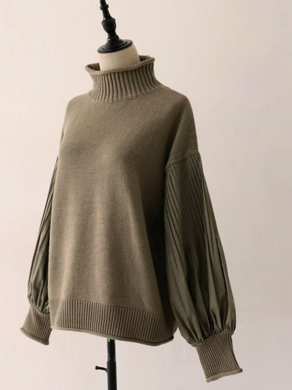 Turtleneck lantern sleeve pullover X2957