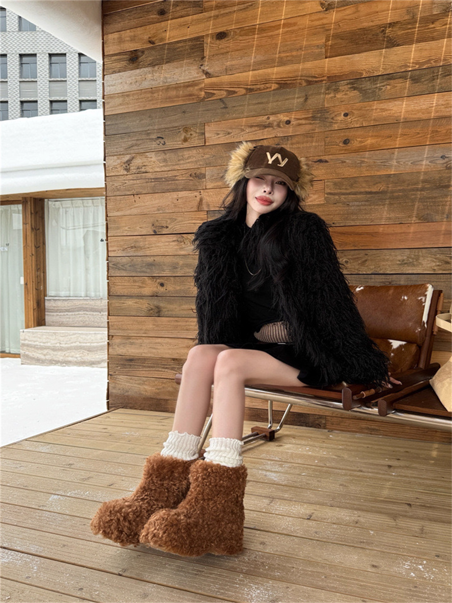 Suede Fleece Short Snow Boots　X3424