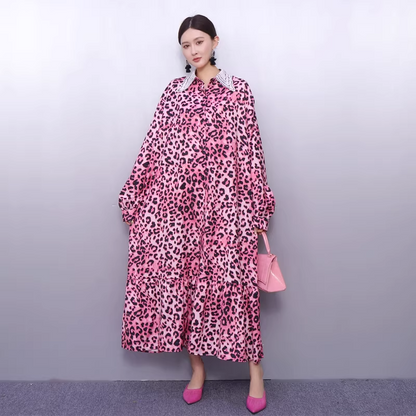 Leopard Print Long Shirt Dress　X3520