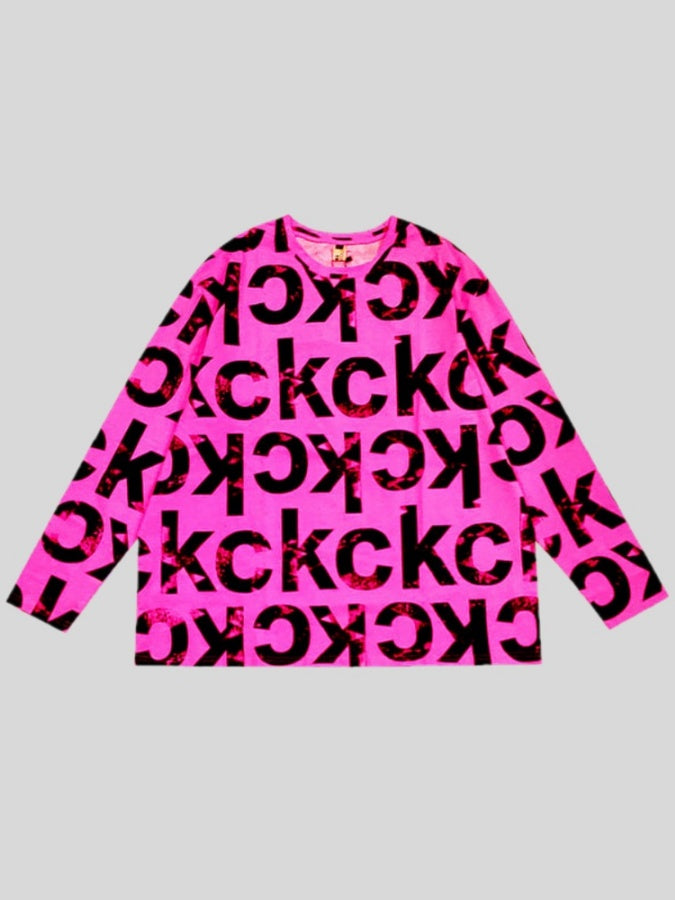 Neon color logo long sleeve T-shirt X2694