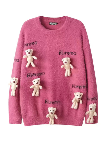 Bear Decoration Sweater　X2998