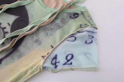 Sweet Cool Printed Double Mesh Short Sleeve T-Shirt　X3324