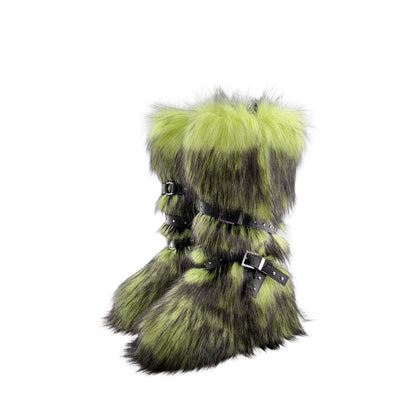 Fur Long Platform Snow Boots　X3423