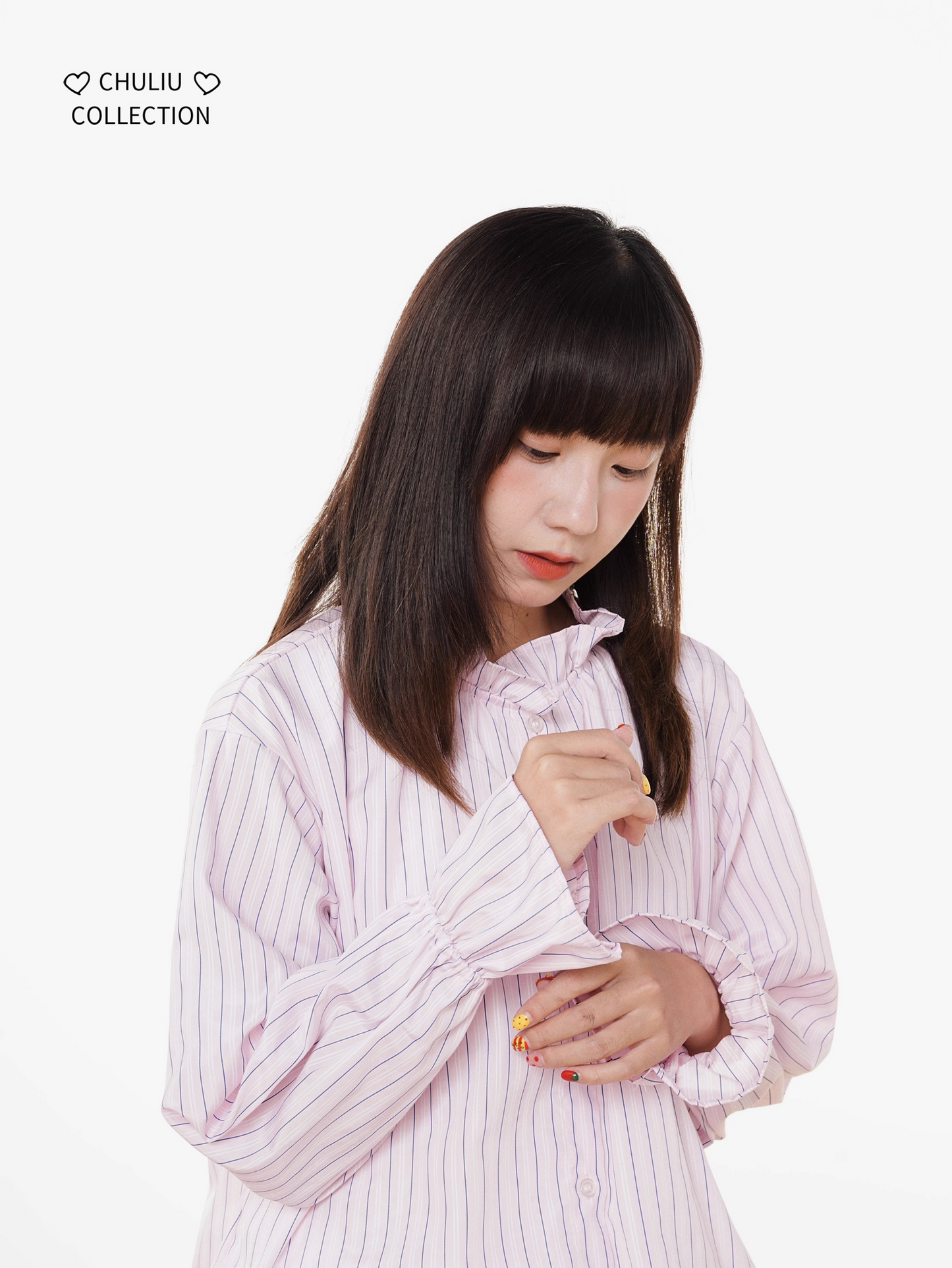 Striped BellSleeve School Style Shirt X3405