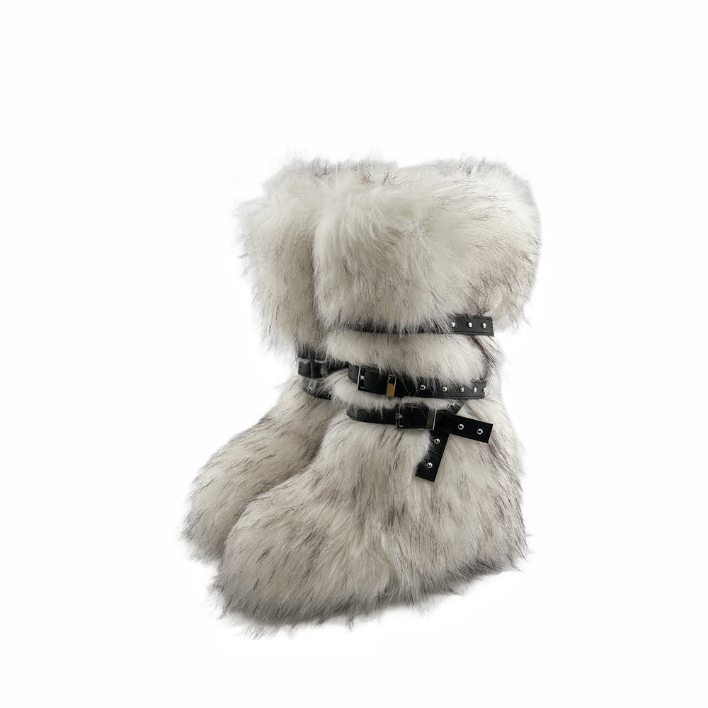 Fur Long Platform Snow Boots　X3423