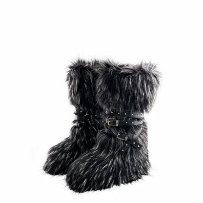 Fur Long Platform Snow Boots　X3423