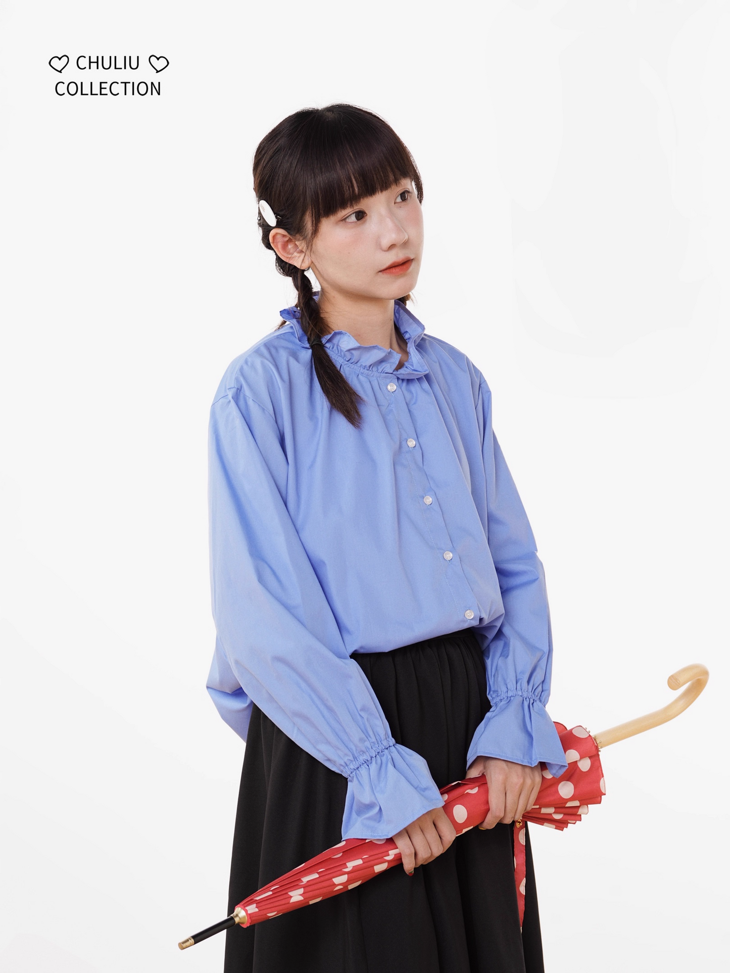Striped BellSleeve School Style Shirt X3405
