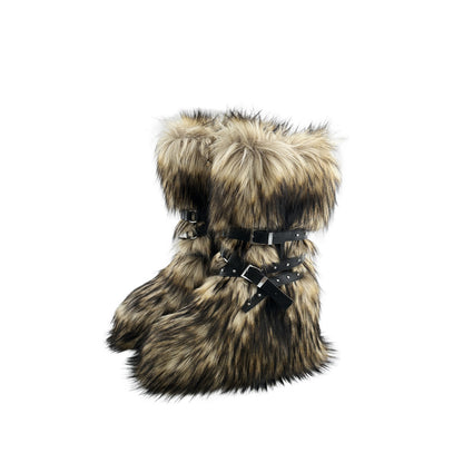 Fur Long Platform Snow Boots　X3423