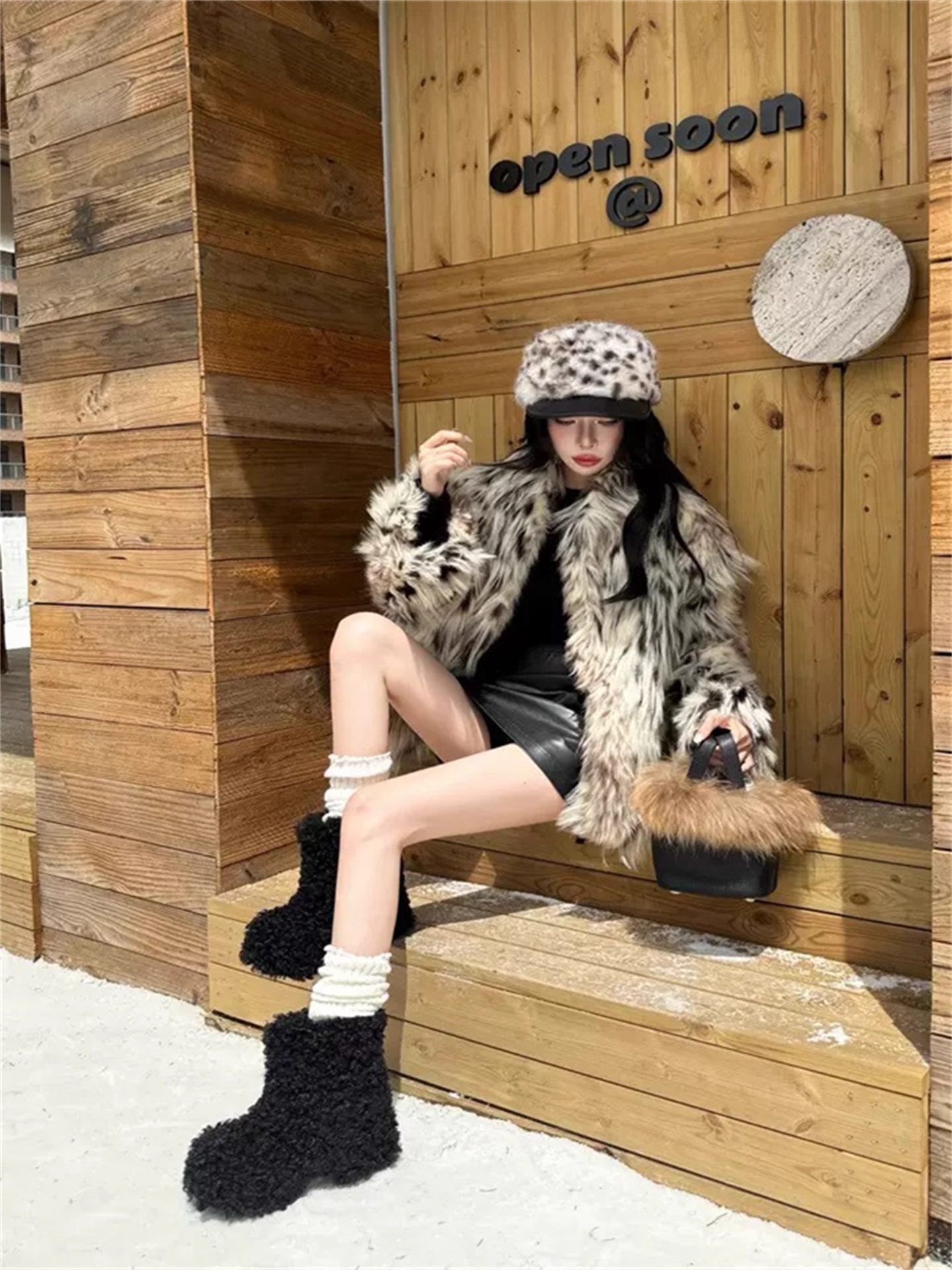 Suede Fleece Short Snow Boots　X3424