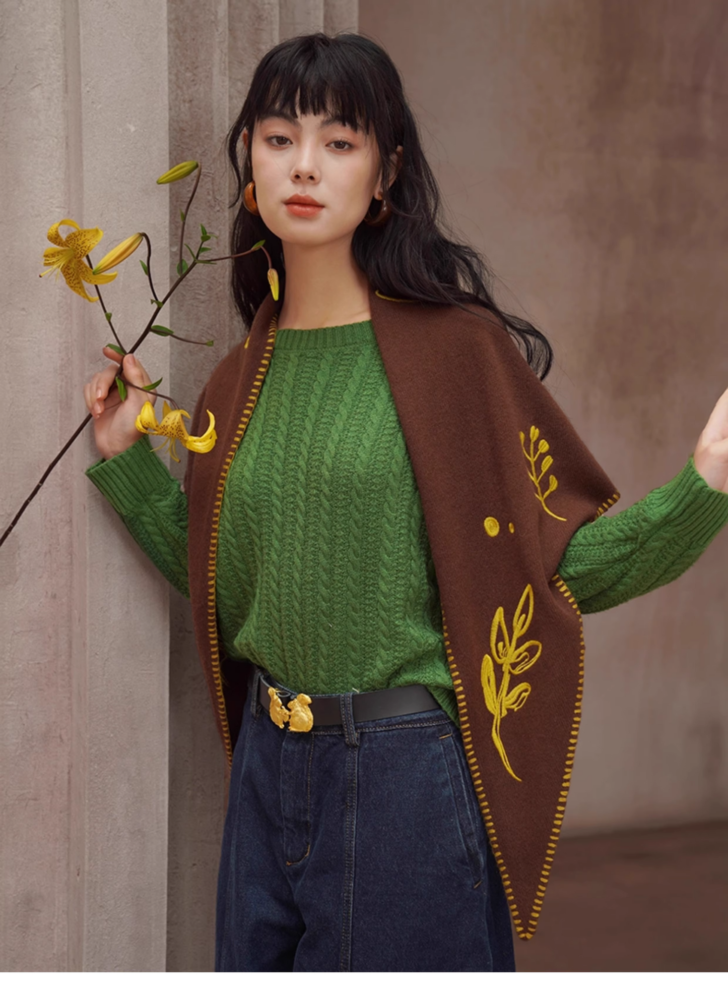 復古皮革皮帶，配雕刻松鼠扣 X3446