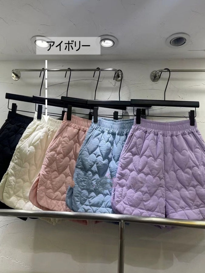 Heart quilted shorts X2577