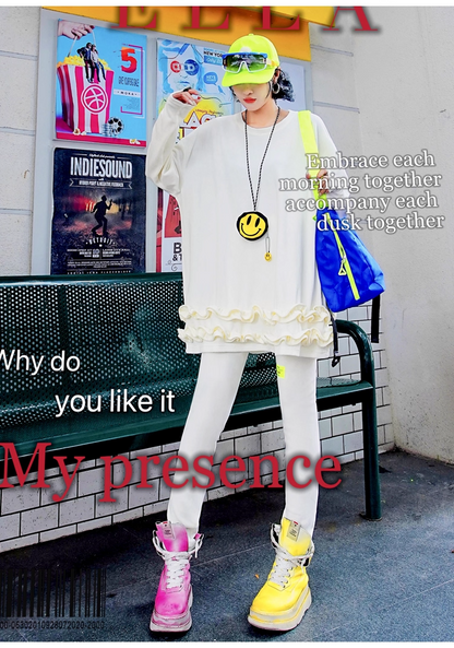 霓虹綠字母貼布羊毛緊身褲 X3412