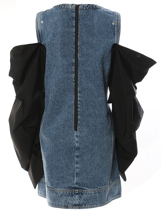 3-way Off-the-shoulder Back Zipper Denim Dress X2716