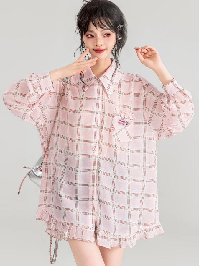 Butterfly motif oversized shirt X2733