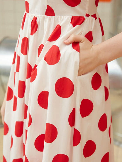 Retro Polka Dot Midi Dress X2710