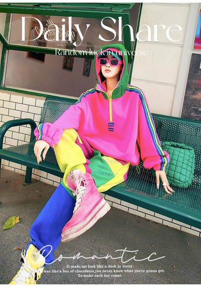 Colorblock Dopamine Jogger Pants　X3432