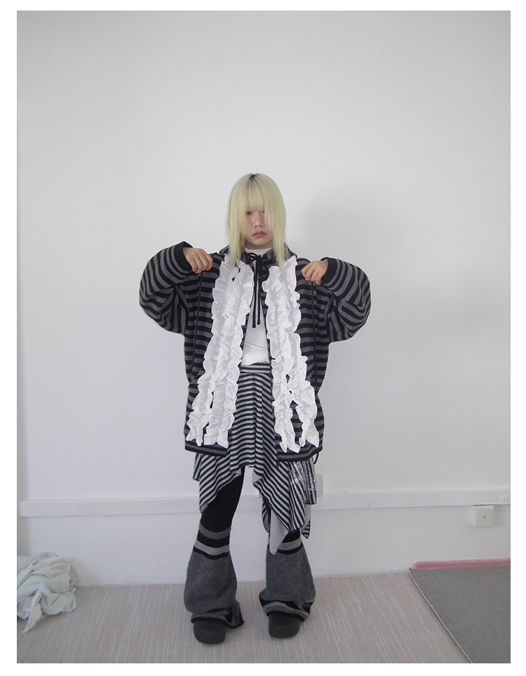 Striped Colorblock Sweat Jacket　X3421