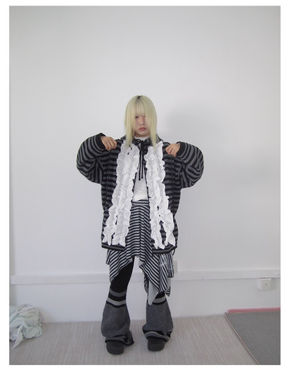 Striped Colorblock Sweat Jacket　X3421