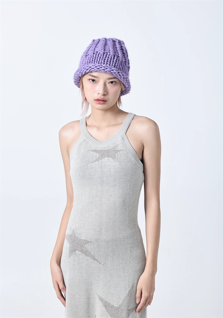 Icelandic Hand-Knitted Wool Beanie Neck Warmer　X3442