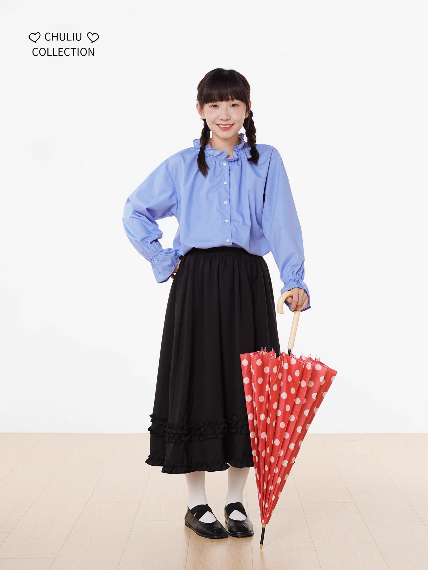 Striped BellSleeve School Style Shirt X3405