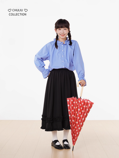 Striped BellSleeve School Style Shirt X3405