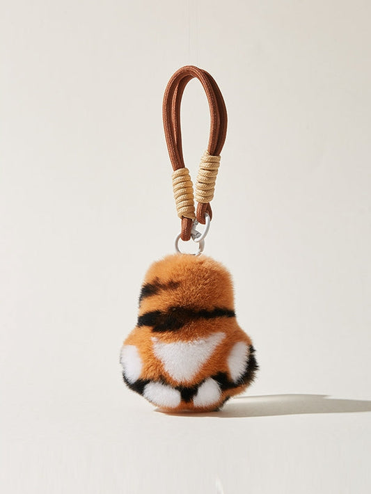 Rabbit fur tiger stripes and cat paws pendants X3161