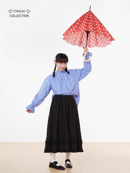 Striped BellSleeve School Style Shirt X3405