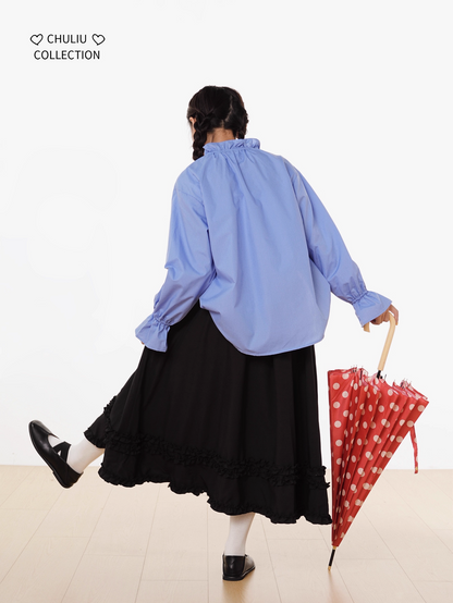 Striped BellSleeve School Style Shirt X3405