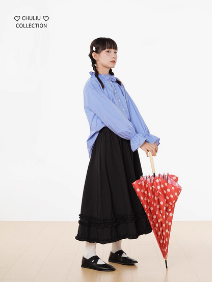 Striped BellSleeve School Style Shirt X3405