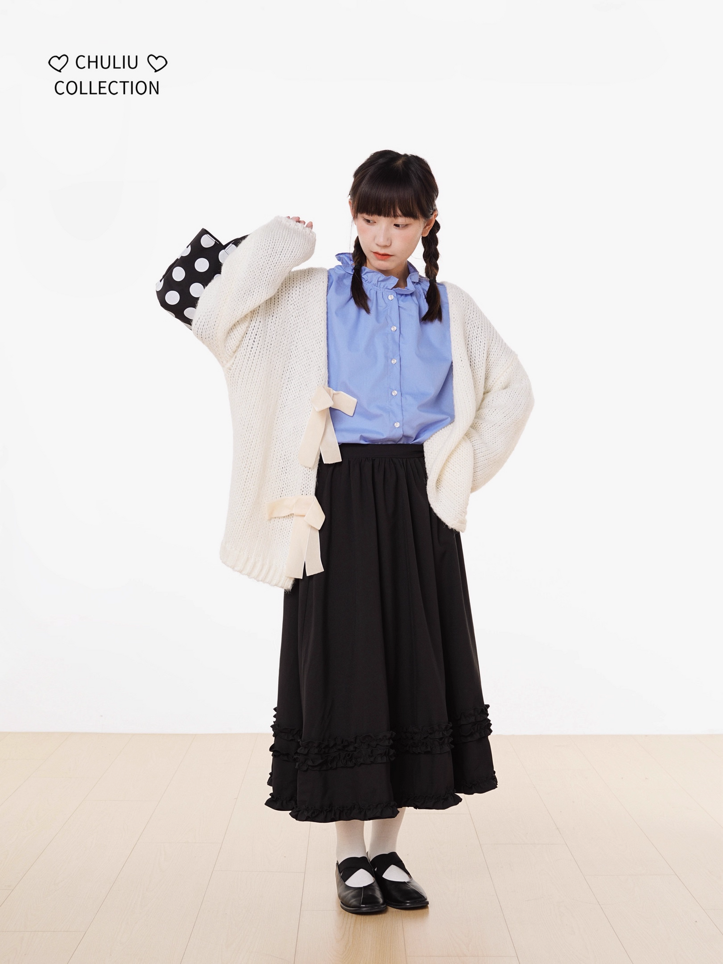 Striped BellSleeve School Style Shirt X3405