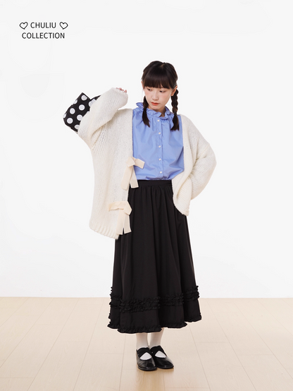 Striped BellSleeve School Style Shirt X3405