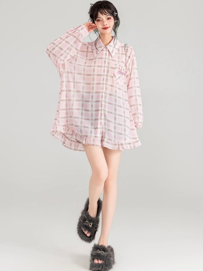 Butterfly motif oversized shirt X2733