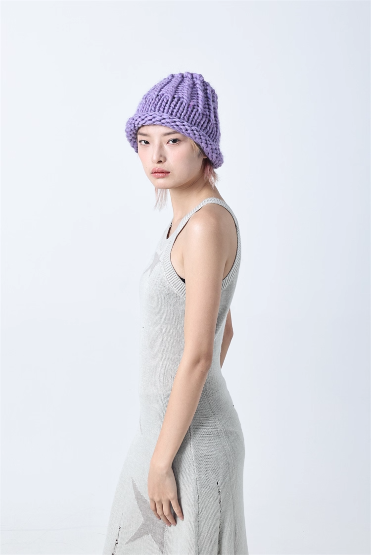 Icelandic Hand-Knitted Wool Beanie Neck Warmer　X3442