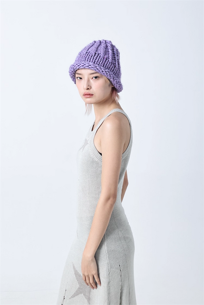 Icelandic Hand-Knitted Wool Beanie Neck Warmer　X3442