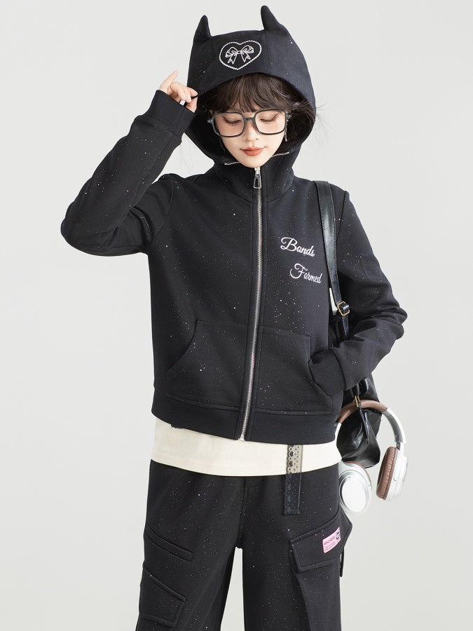 Decoration Hoodie/Loose Straight Side Pocket Pants X2981