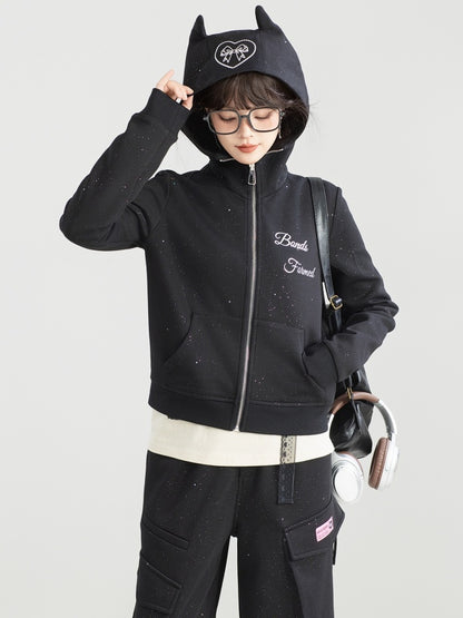 Decoration Hoodie/Loose Straight Side Pocket Pants　X2981