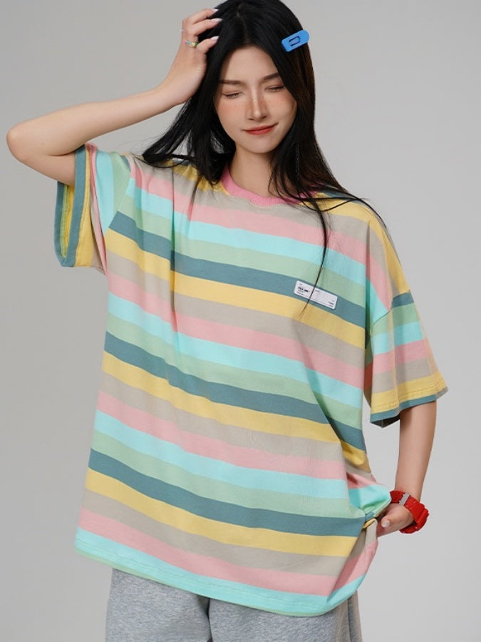 Pastel border T-shirt X2729